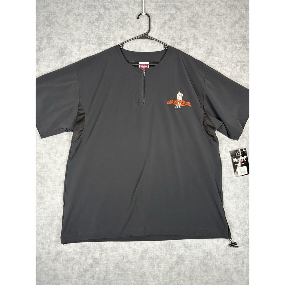 Rawlings Cal Ripken Sr Foundation Pullover Mens L Black 1/4 Zip NWT Baseball